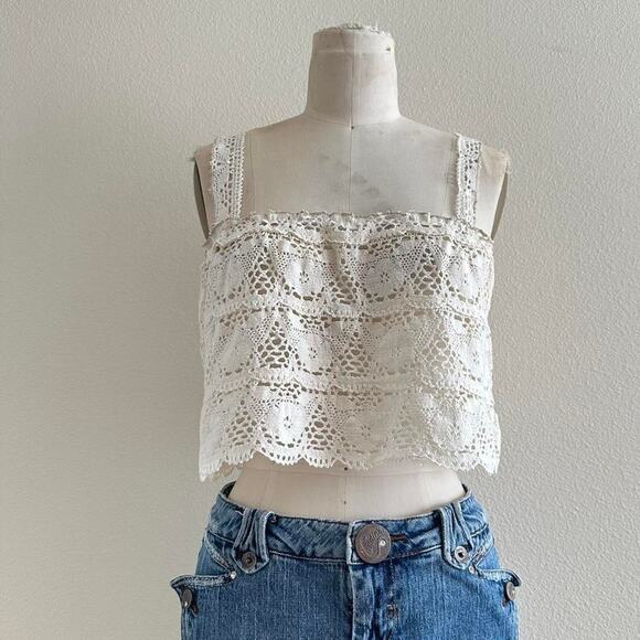 Handmade cream crochet tank top - Picture 2 of 7